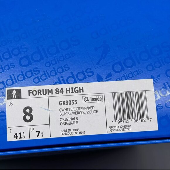 Adidas Mens Forum 84 High Court Leather White Green Red Size 8 Basketball NEW - Picture 8 of 10